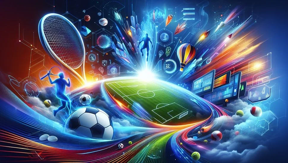 Ilustrasi suasana pertandingan olahraga pada layar digital